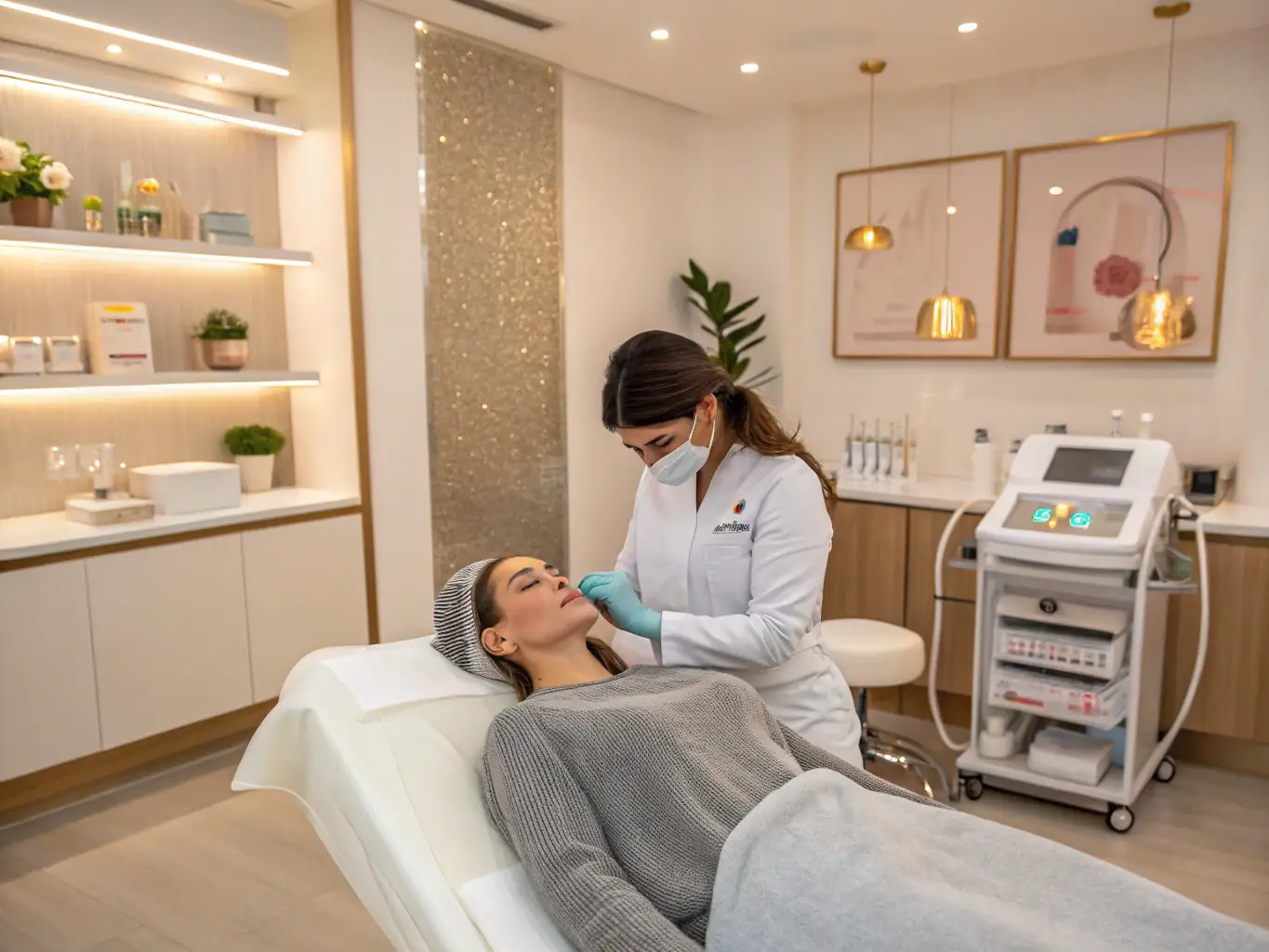 A close-up shot of a client receiving Botox injections, highlighting the precision and expertise involved in anti-aging treatments.